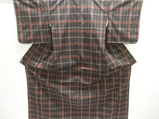 未使用品　格子織り出し本場大島紬着物アンサンブル